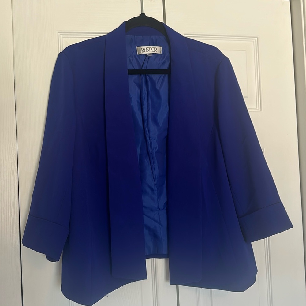 3/4 length sleeve open front blazer